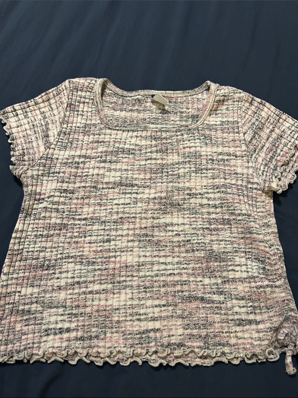 Old Navy Short Sleeve Textured Knit Tee - Pink, White, Gray